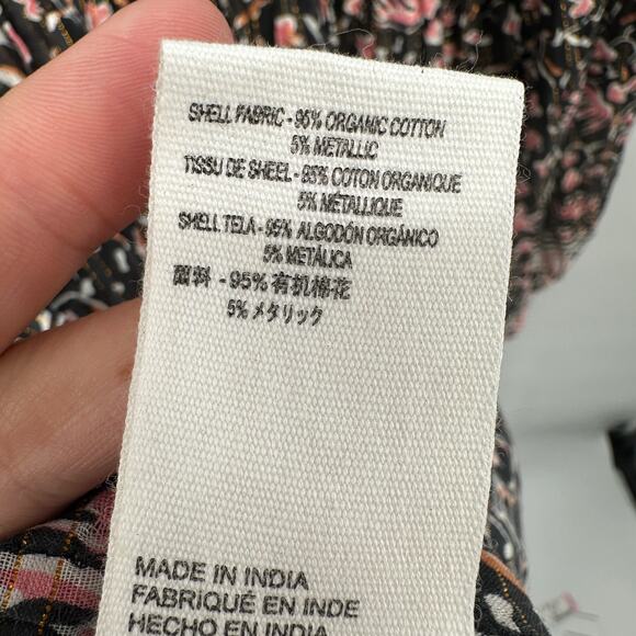 CLEOBELLA NWT Evereve Brynlee Black Pink Org Cotton Metallic Print Blouse // M - Picture 13 of 16